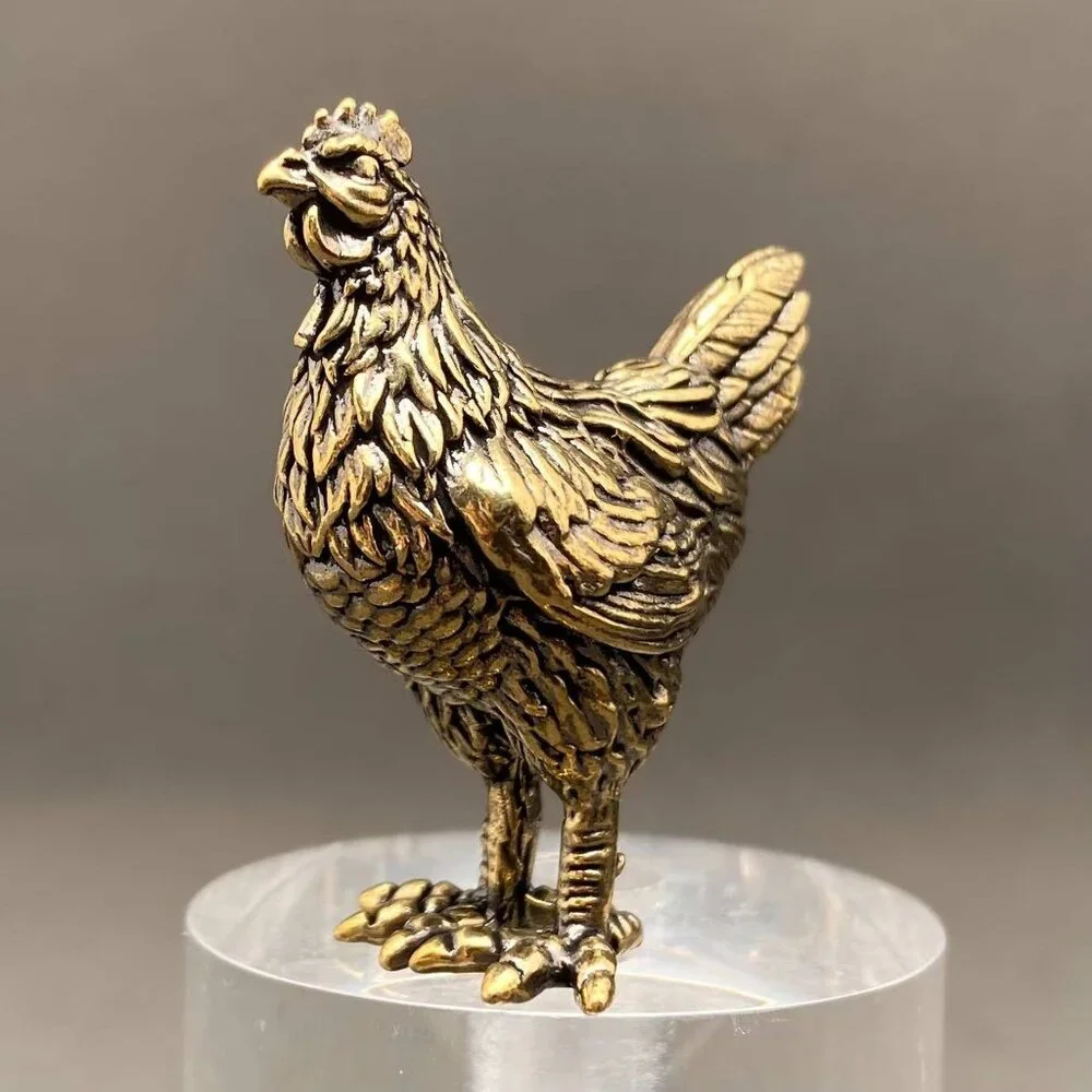 Brass Hen Figurine Miniature Fertility Totem Altar Decor Spirit Animal 1970s Sty - Picture 2 of 4